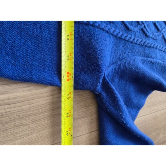 Talbots Blue Cable Knit Button Shoulder Sweater Mp - Picture 9 of 9